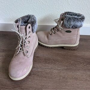 Lugz Pink and Gray Winter Boots with Padded Ankle Collars